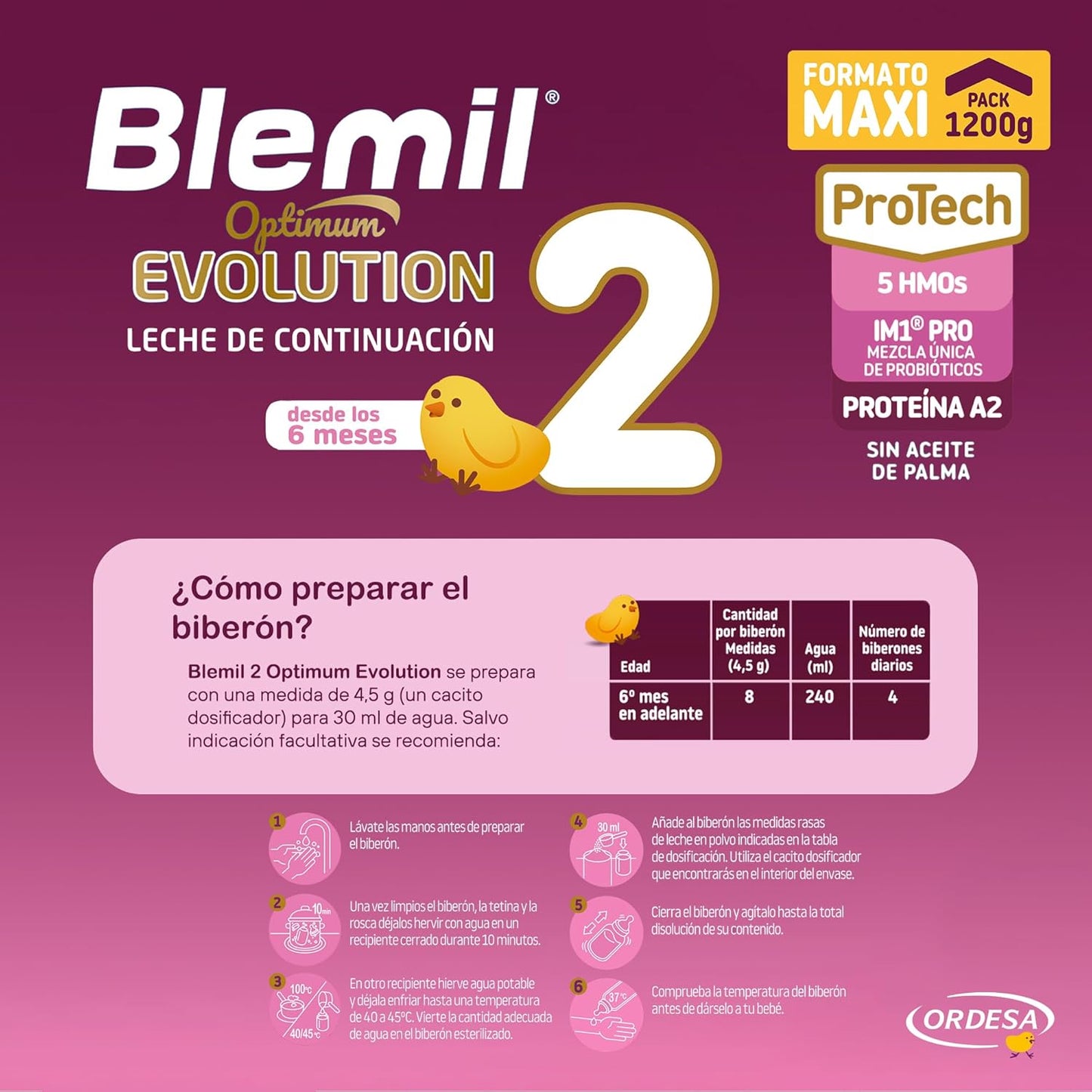[3 UNIDADES] Blemil 2 Optimum Evolution 800g | Leite de Transição desde os 6 Meses