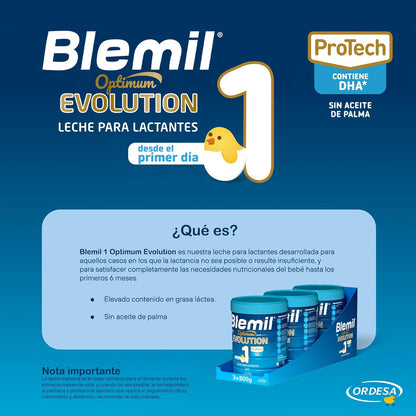 [3 UNIDADES] Blemil 1 Optimum Evolution 3PACK 800g | Leite Inicial