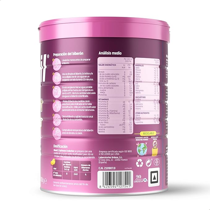 [3 UNIDADES] Blemil 2 Optimum Evolution 800g | Leite de Transição desde os 6 Meses