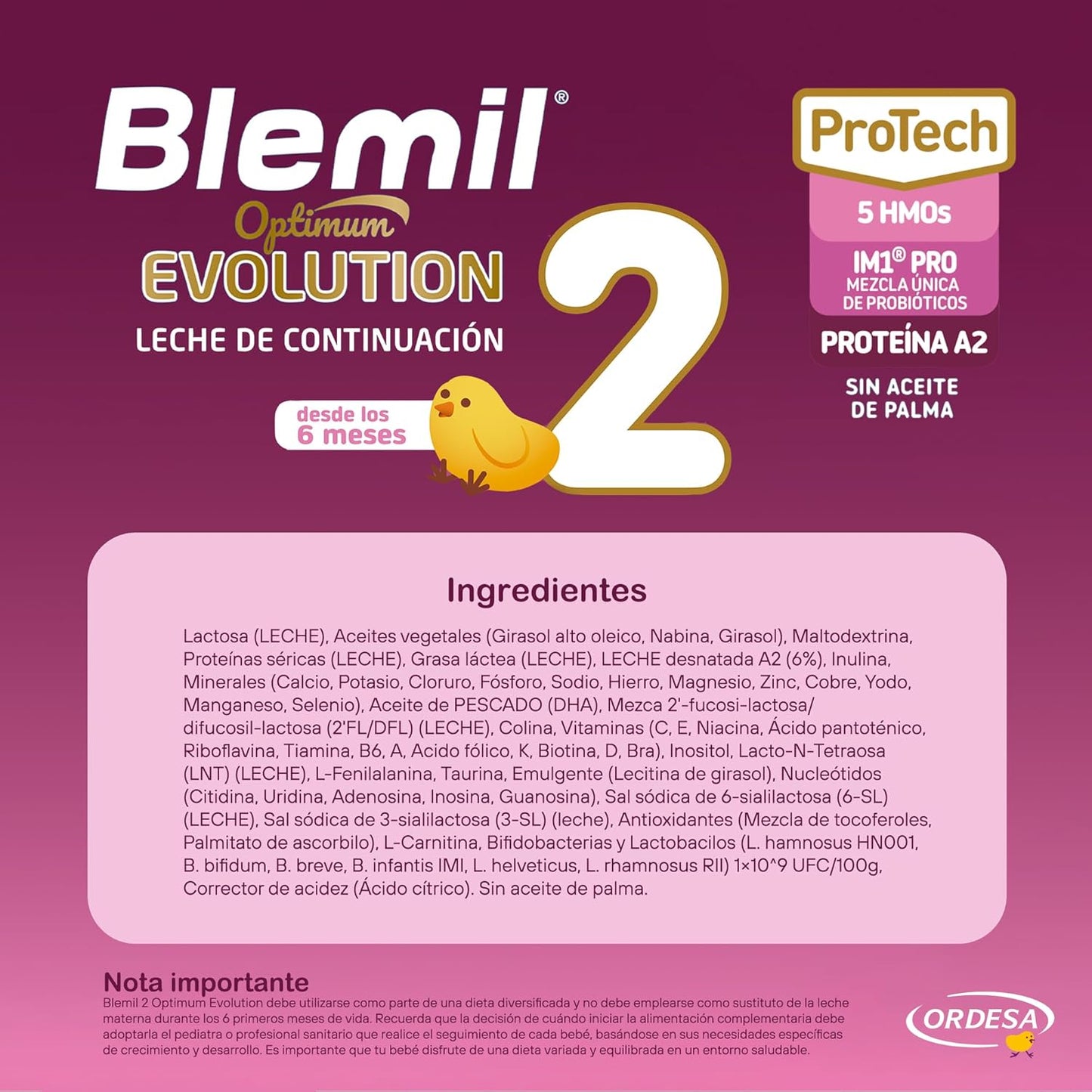 [3 UNIDADES] Blemil 2 Optimum Evolution 800g | Leite de Transição desde os 6 Meses